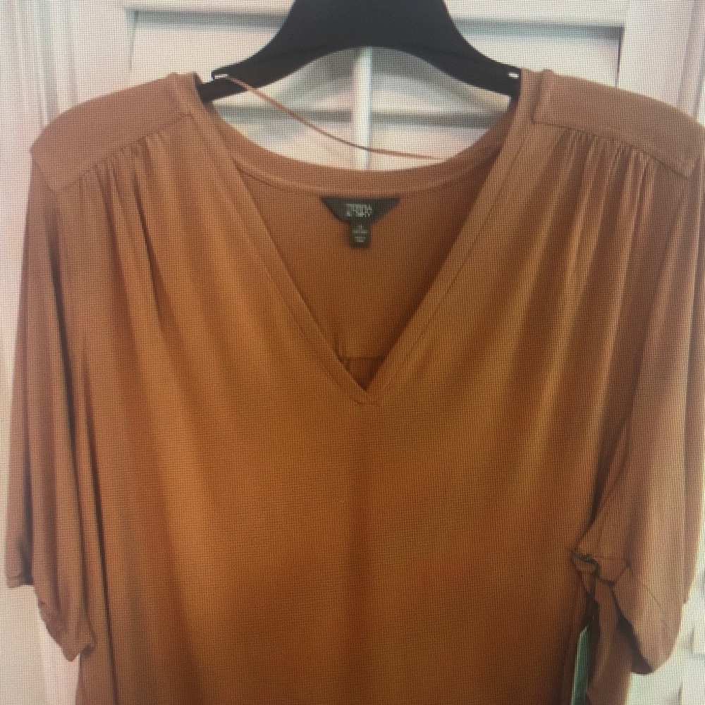 Ann Taylor Rust-Copper V-Neck Tunic